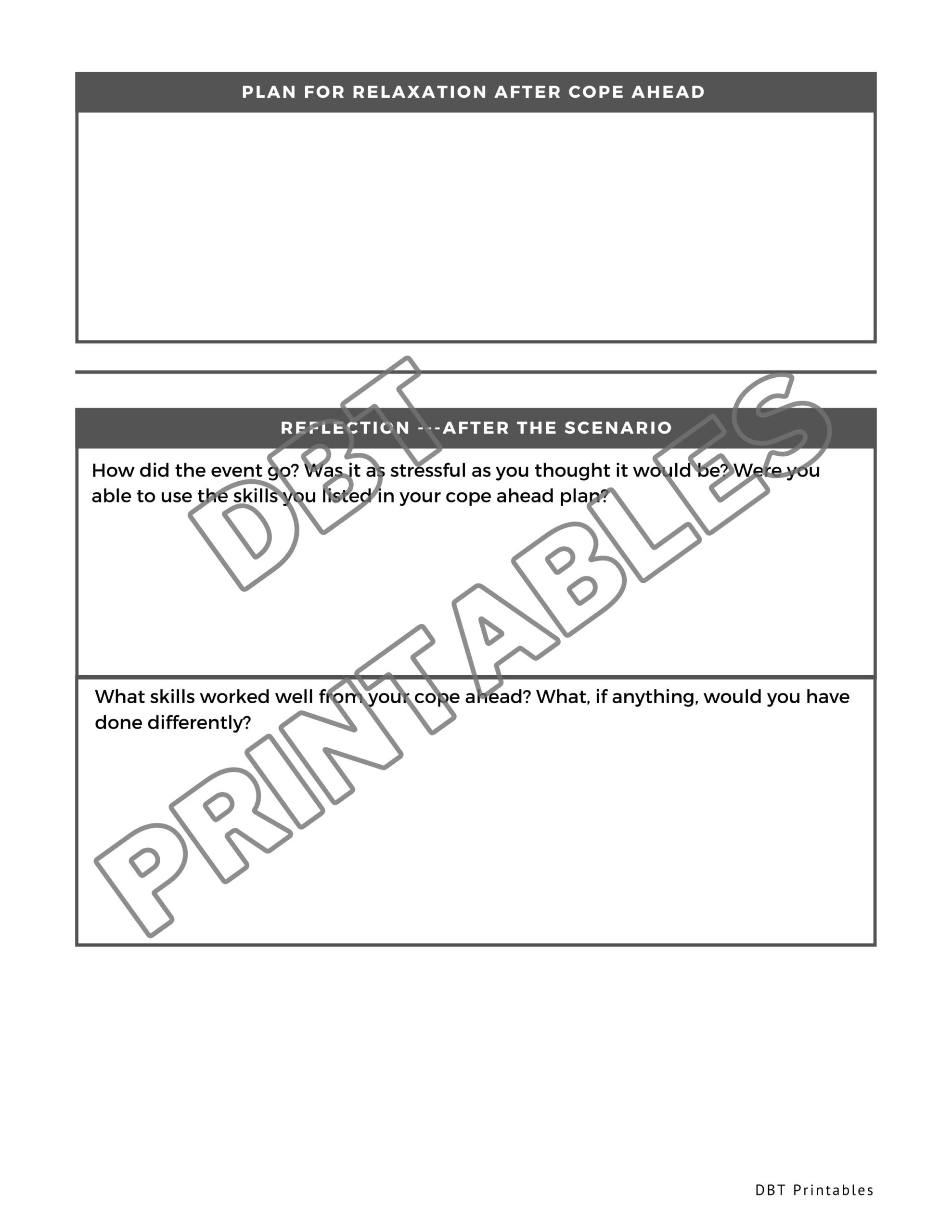 DBT Cope Ahead Plan Worksheet DBT Worksheets