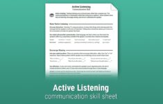 Active Listening Communication Skill Worksheet Therapist Aid