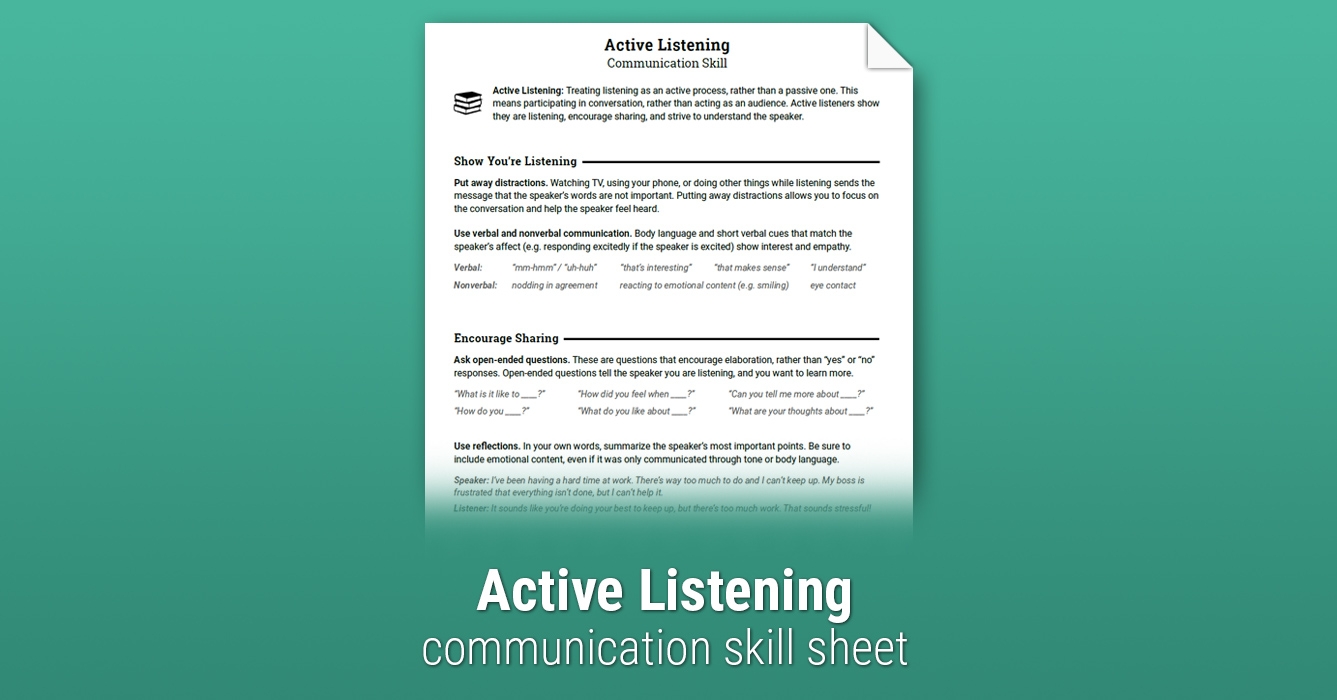Therapy Aid Worksheets Communication Skills