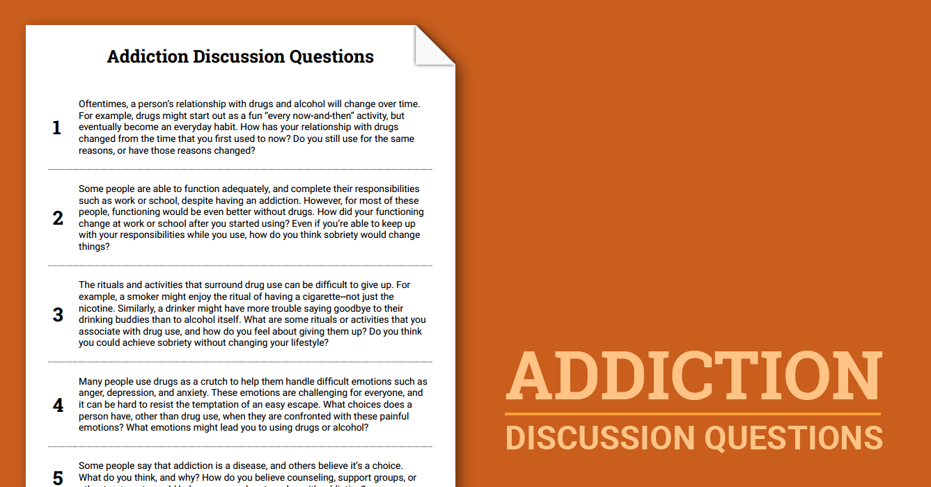 Addiction Discussion Questions Worksheet Therapist Aid