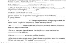 Addictions vocabulary Worksheet