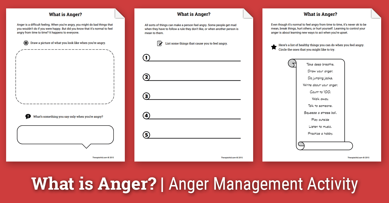 Therapy Aid Worksheets Anger