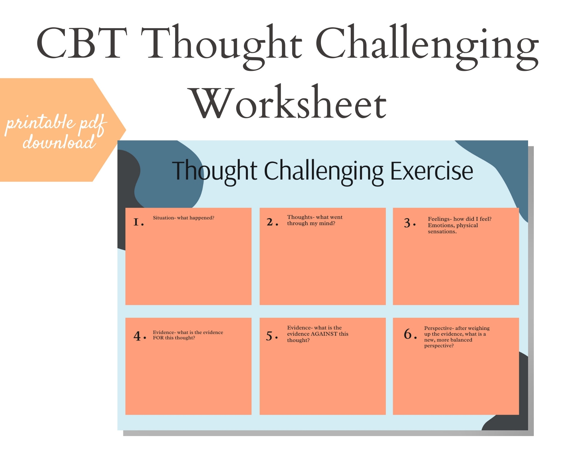 CBT Worksheets Printable Instant Download Cognitive Etsy de