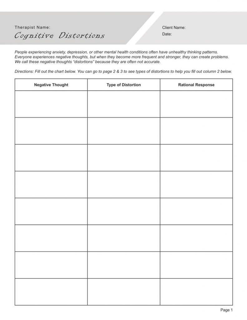 Cognitive Distortions Worksheet PDF TherapyByPro DBT Worksheets