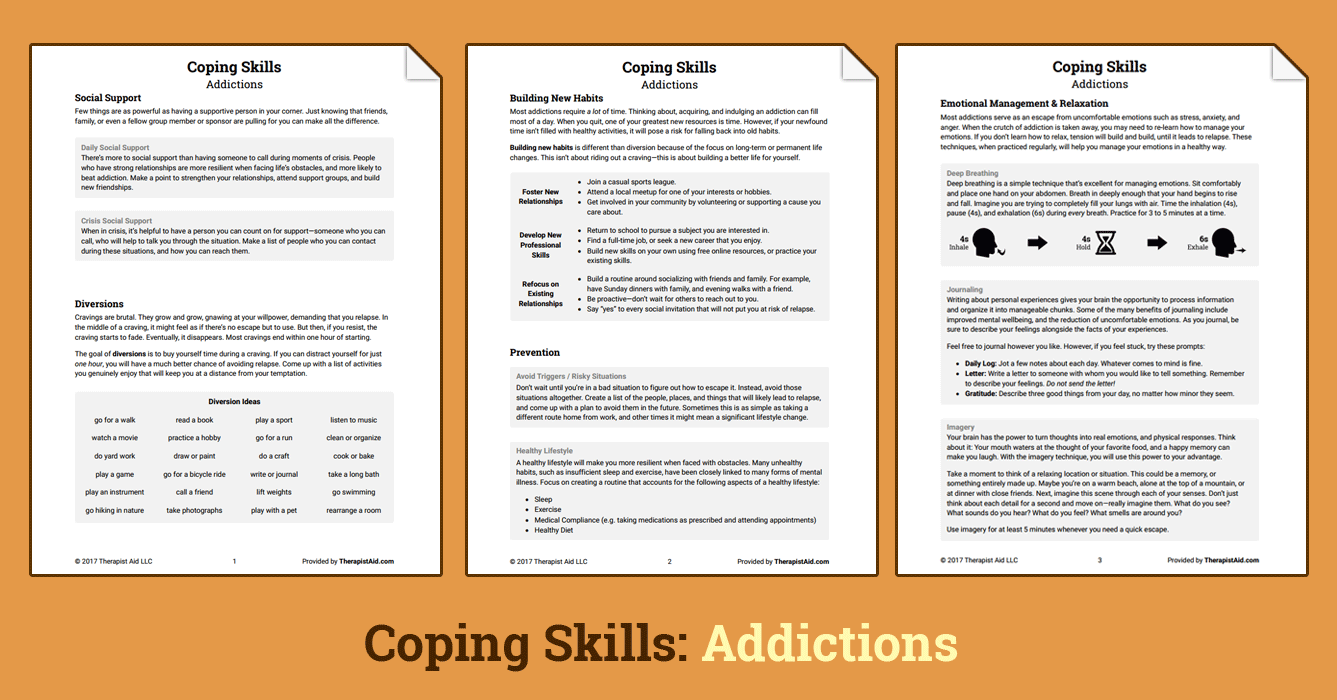Therapist Aid Substance Abuse Worksheets