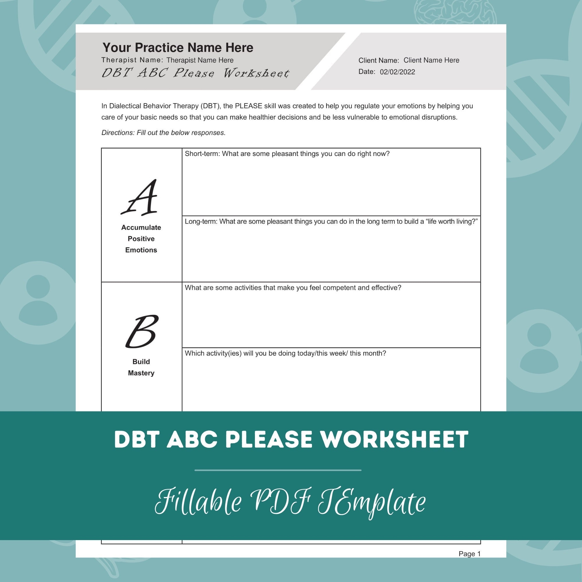 DBT Abc Please Worksheet