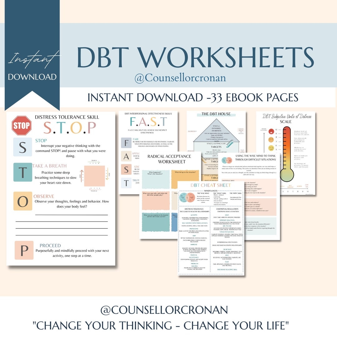 DBT Bundle DBT Therapy DBT Skills Therapy Worksheets Etsy de