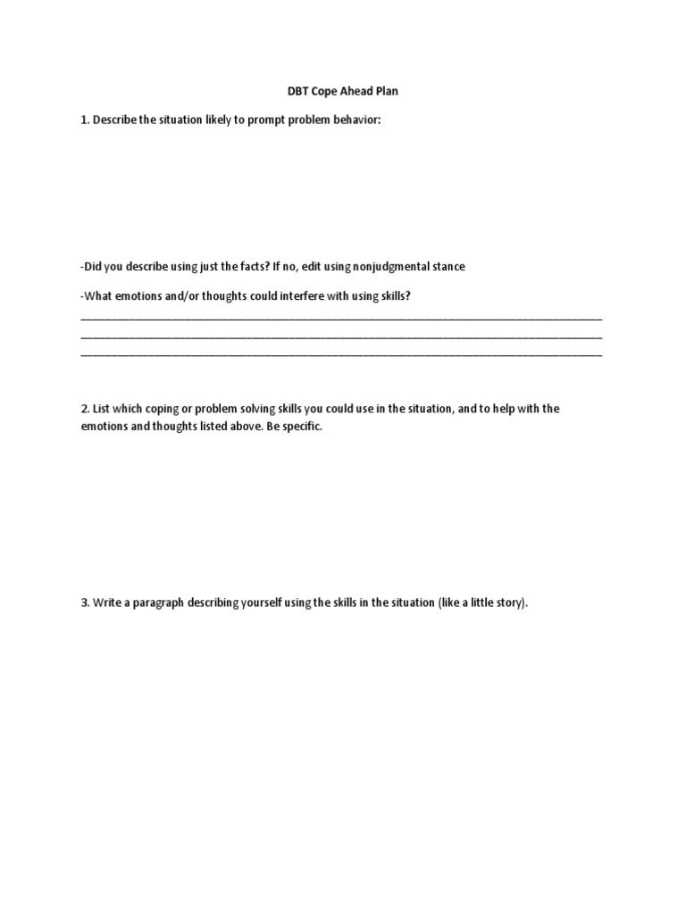 DBT Cope Ahead Worksheet