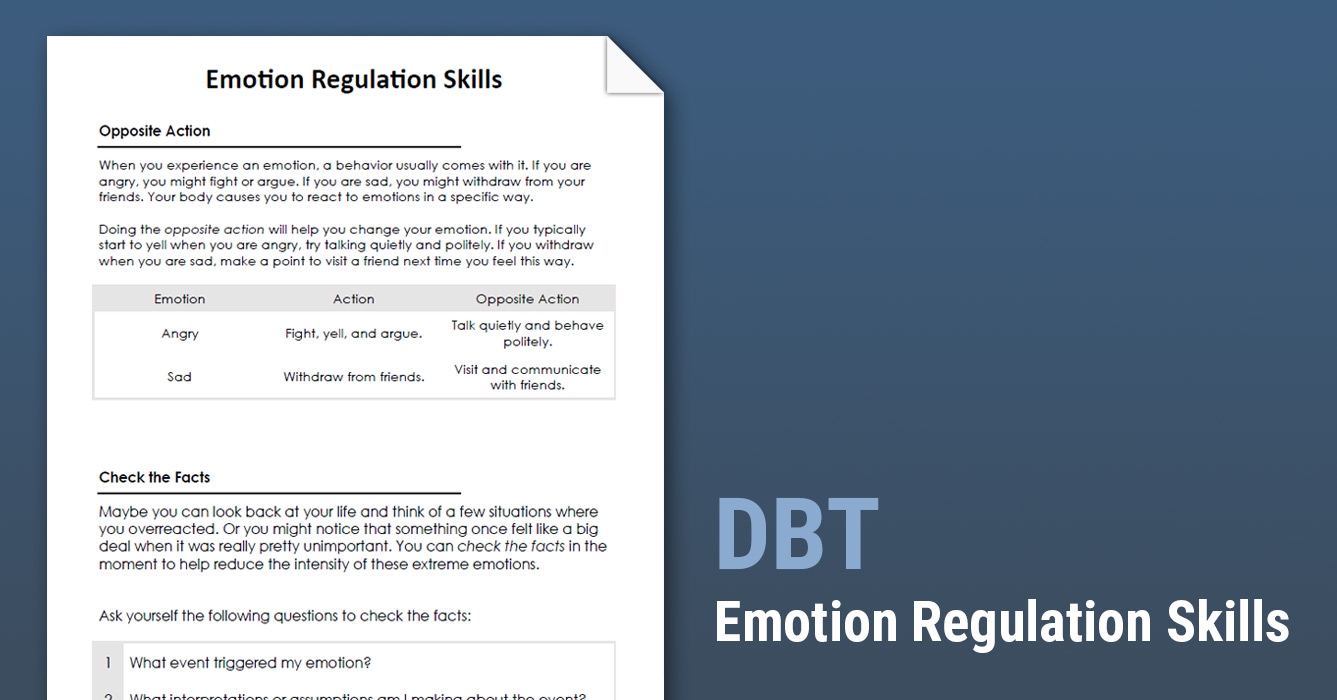 Emotional Regulation Worksheets Therapist Aid