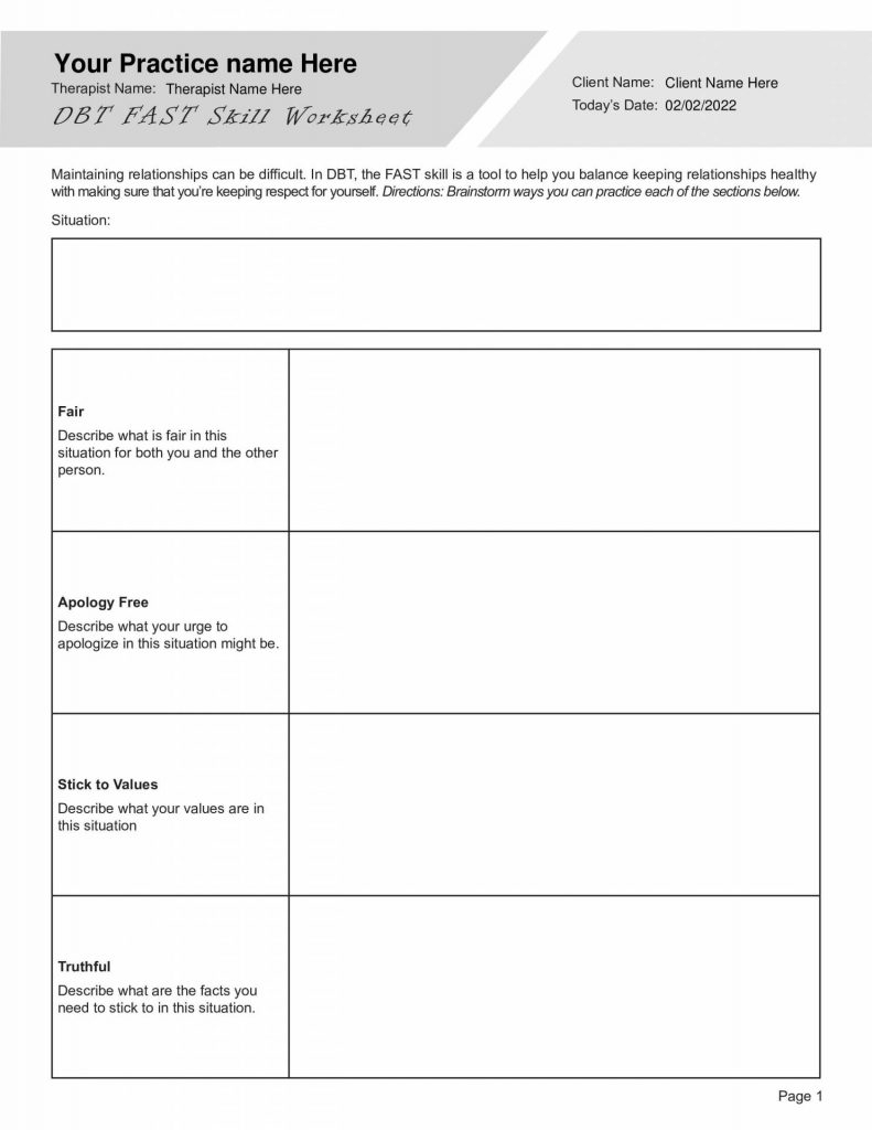 DBT Give Skills Worksheets For Adults