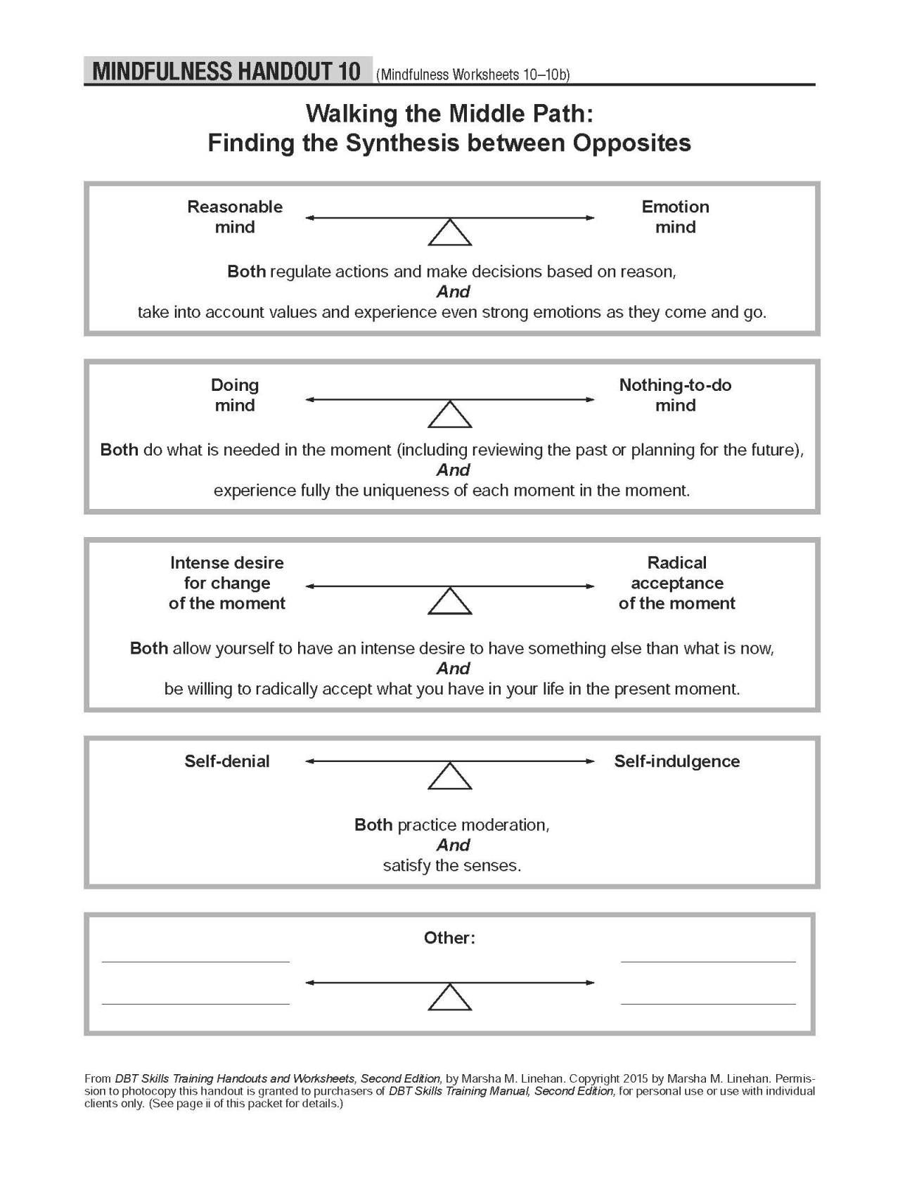 DBT Middle Path Worksheets