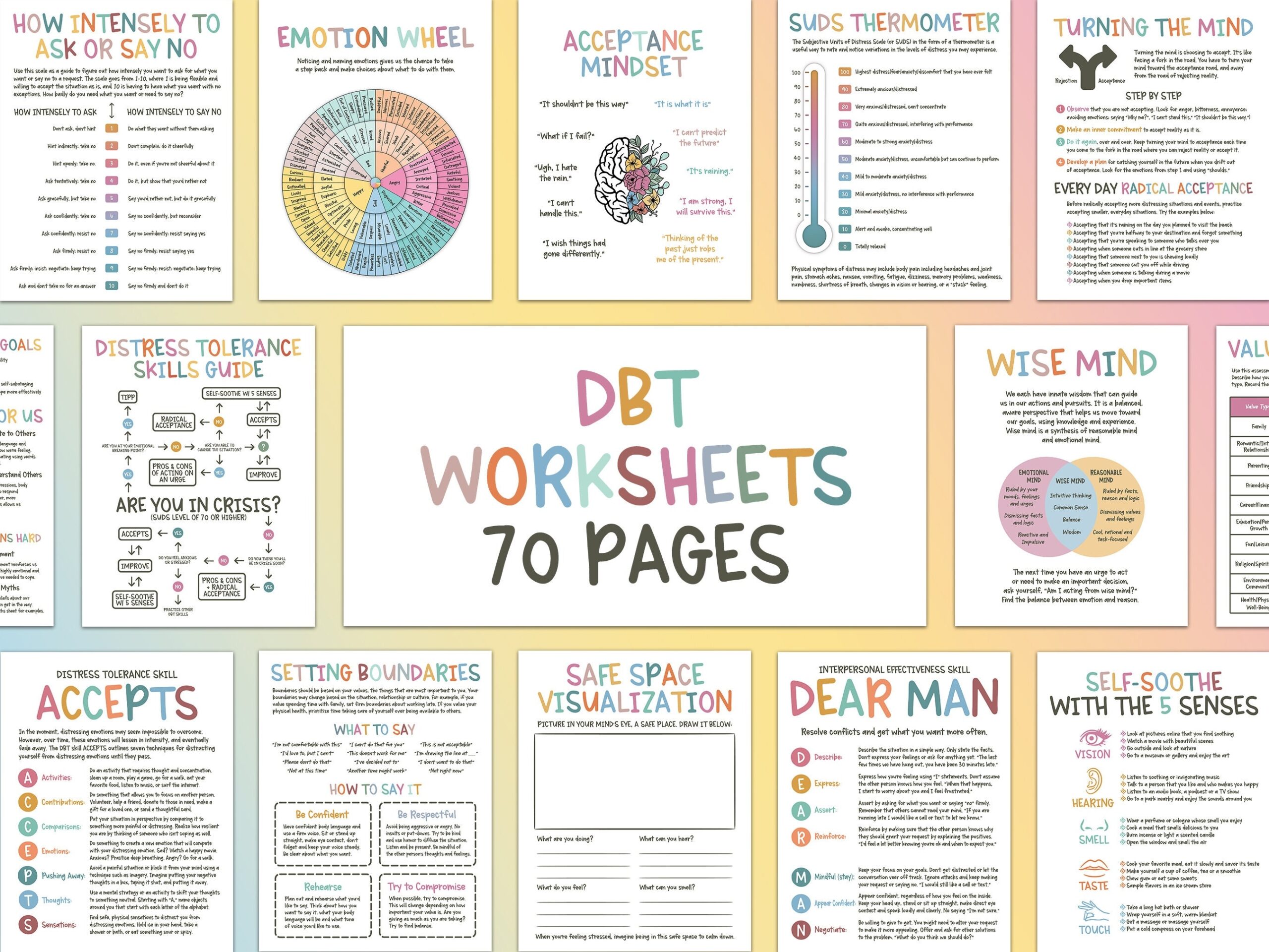 DBT Worksheets DBT Skills DBT Workbook Therapy Worksheets Etsy de