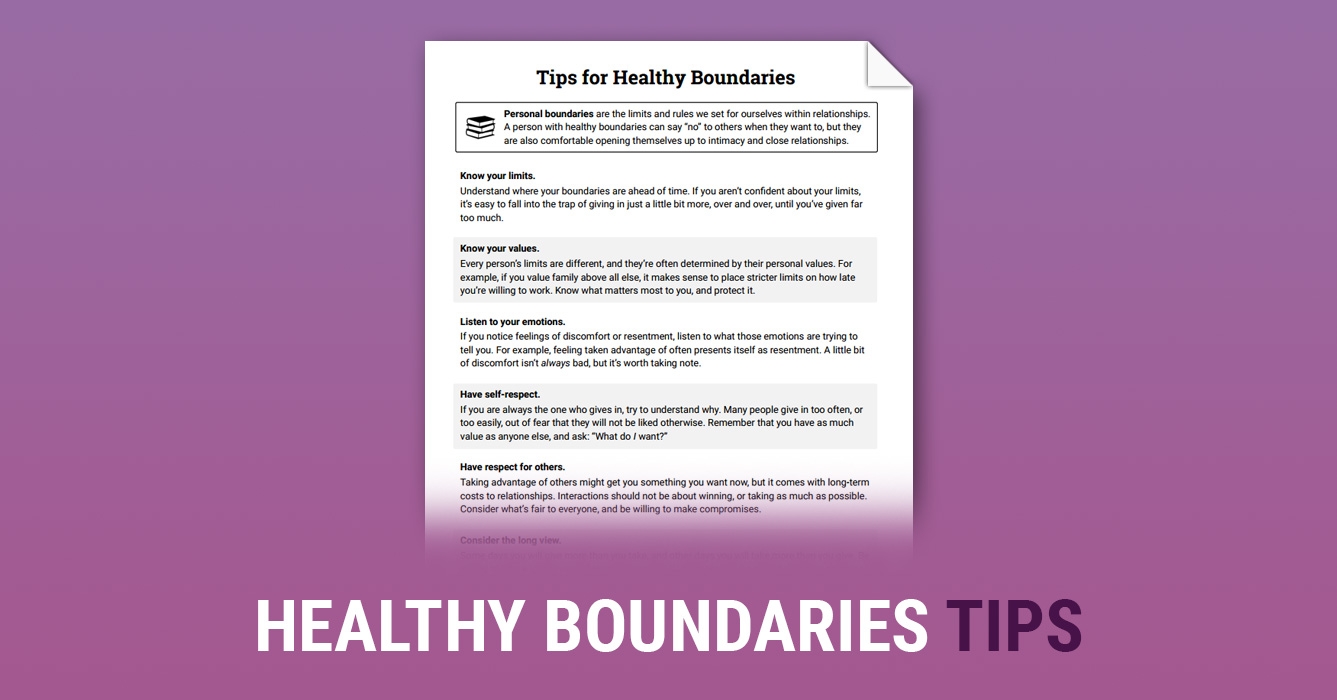 Healthy Boundaries Worksheet Therapist Aid