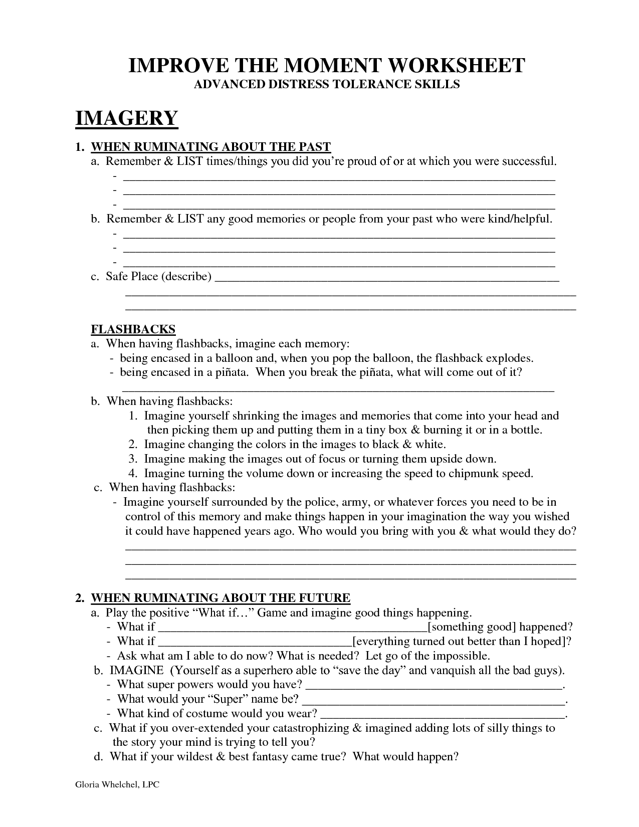 IMPROVE THE MOMENT WORKSHEET DBT Self Help By Pengxuebo Therapy Worksheets Counseling Worksheets Dbt Therapy