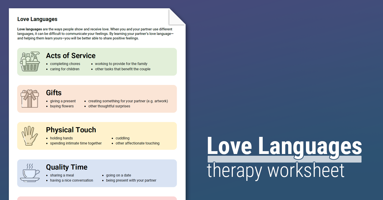 Love Languages Worksheet Therapist Aid