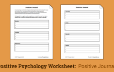 Positive Journal Worksheet Therapist Aid