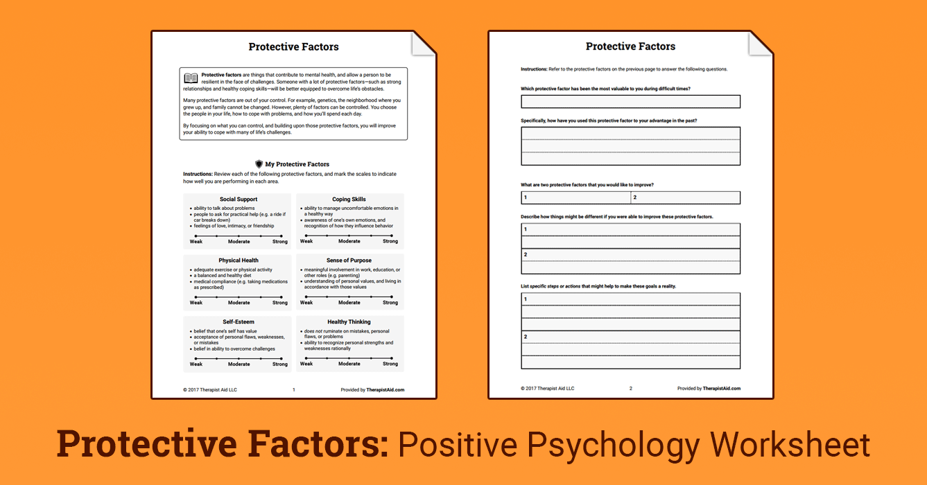 Protective Factors Worksheet Therapist Aid