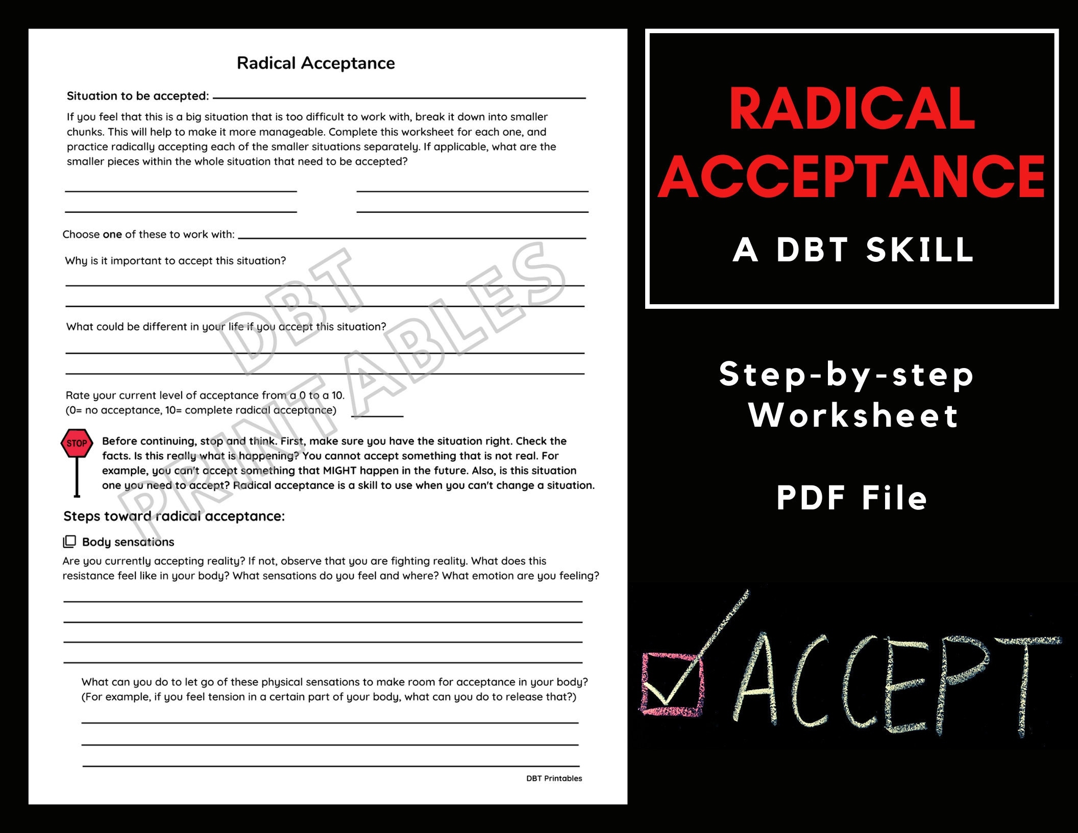 Radical Acceptance Worksheet For Adults