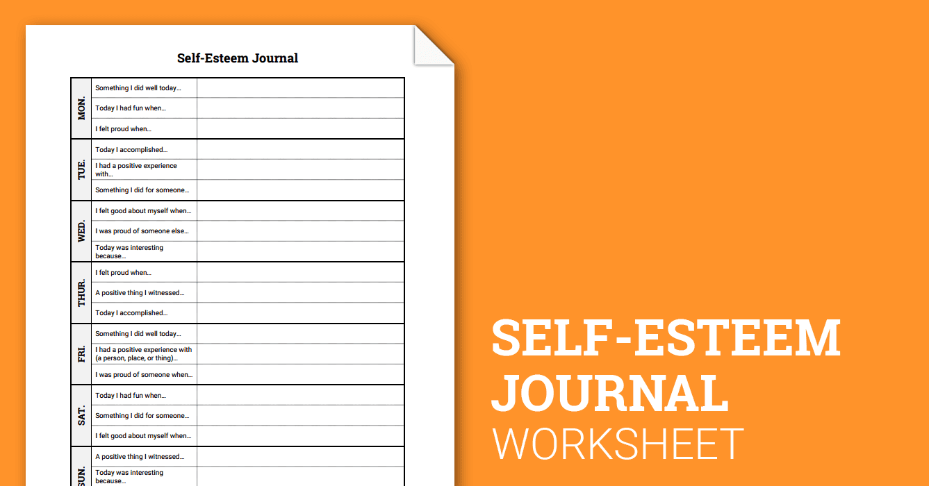 Self Esteem Journal Worksheet Therapist Aid