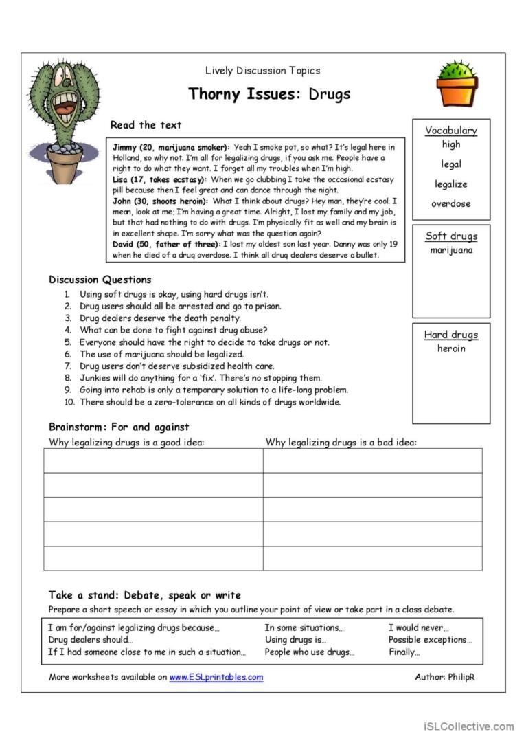 Substance Abuse Activities Games Worksheets