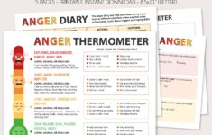 Anger Management Book Coping Skills Anger Thermometer DBT Therapy Worksheets Zones Of Regulation Feelings Thermometer Self Regulation Etsy