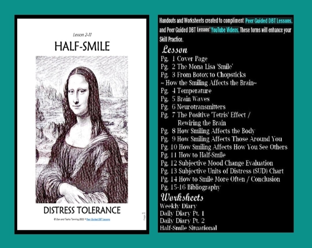Buy D B T LESSON 2 11 Distress Tolerance HALF SMILE Skill Worksheets And Handouts D B T Peer Guided Lessons Online In India Etsy