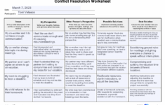 Conflict Resolution Worksheets Example Free PDF Download