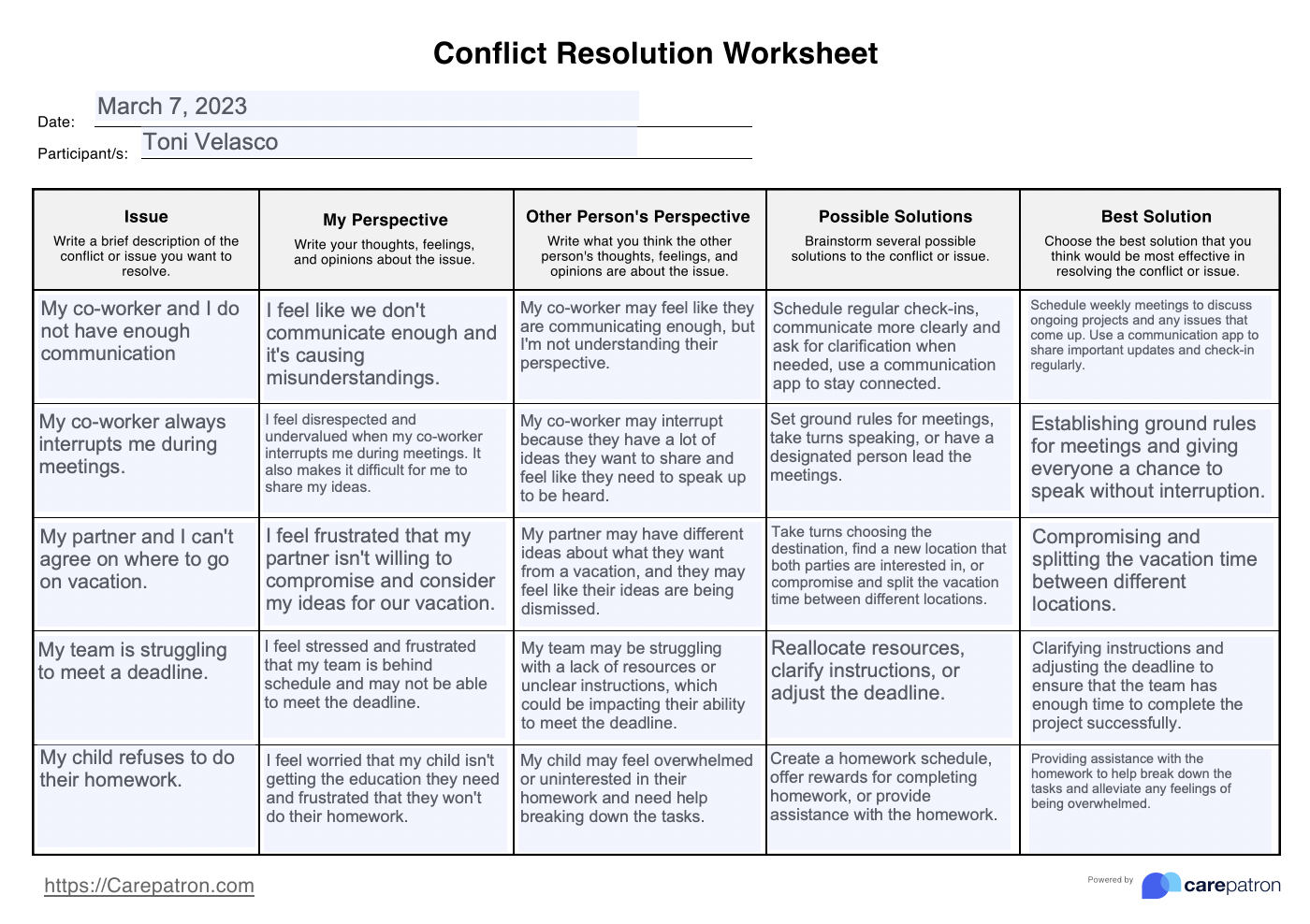 Dbt Conflict Resolution Worksheets