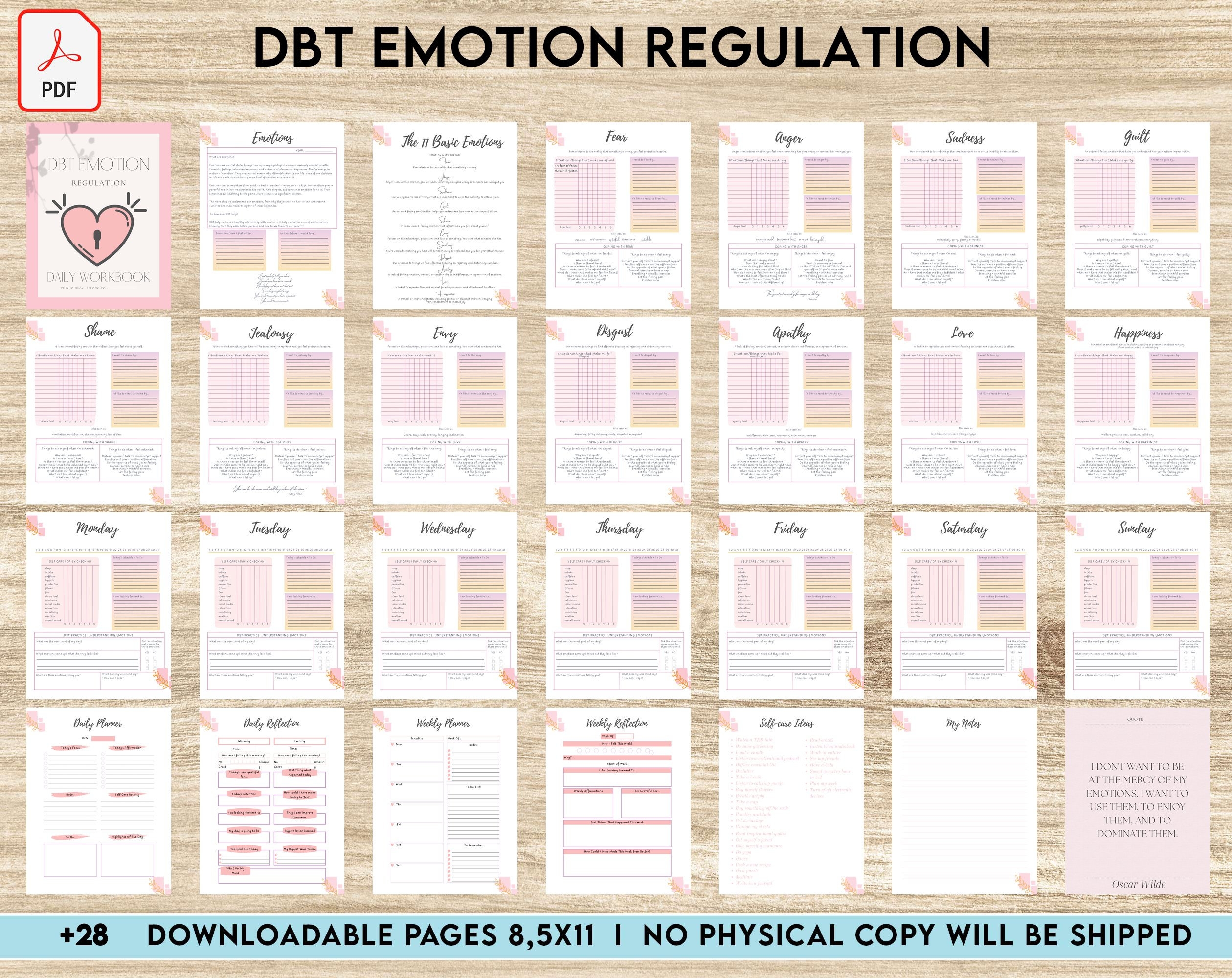 DBT Emotion Regulation Planner Dialectical Behavioural Therapy Emotion Regulation 8 5x11 PDF FILE Printable Kdp Interior Etsy