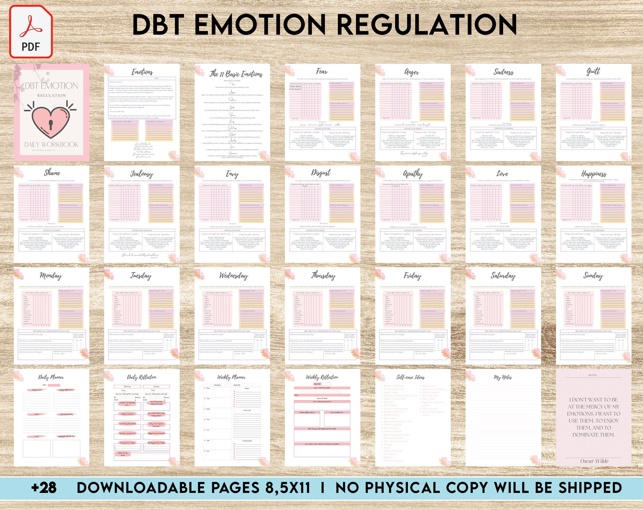 DBT Emotion Regulation Planner Dialectical Behavioural Therapy Emotion Regulation 8 5x11 PDF FILE Printable Kdp Interior Etsy