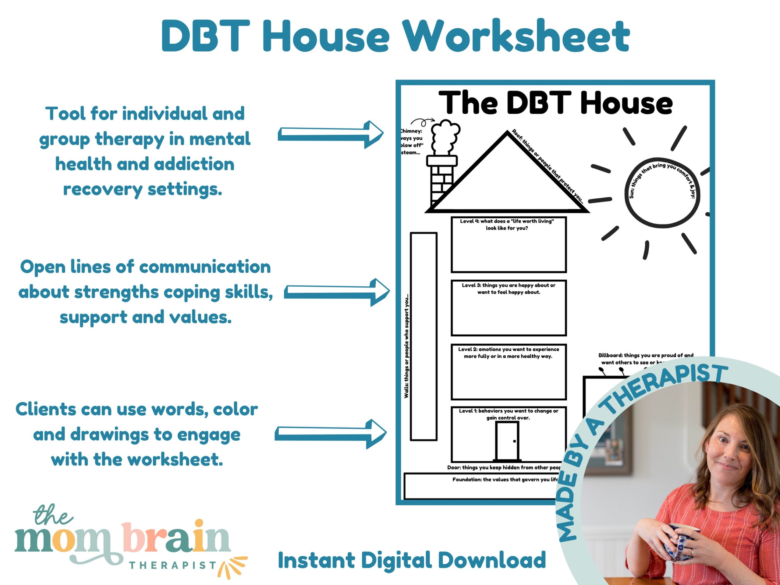 DBT House Worksheet For Mental Health And Addiction Treatment Dialectical Behavior Therapy Substance Use Disorder Group Therapy Tool Etsy