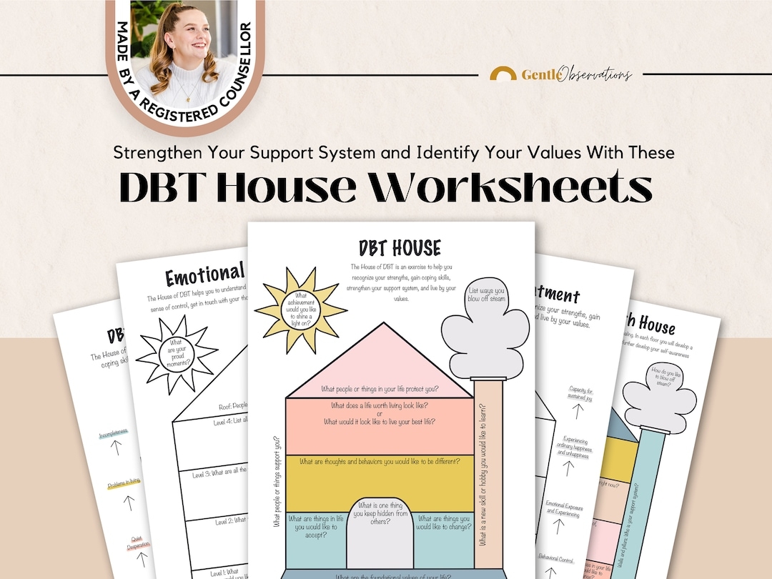 DBT House Worksheets For Self Growth Self esteem Building Growth Mindset Therapy Office Decor DBT Skills Borderline Aid Crisis Plan Aid Etsy Singapore