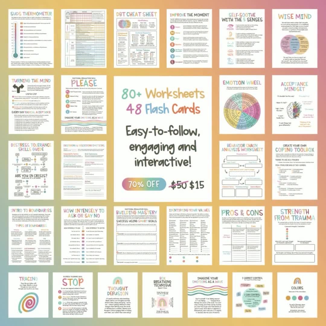 DBT MEGA BUNDLE Dbt Skills Dbt Workbook Therapy Worksheet Counselling Resources Therapy Tools Mental Health Printable Dbt Flash Cards Etsy