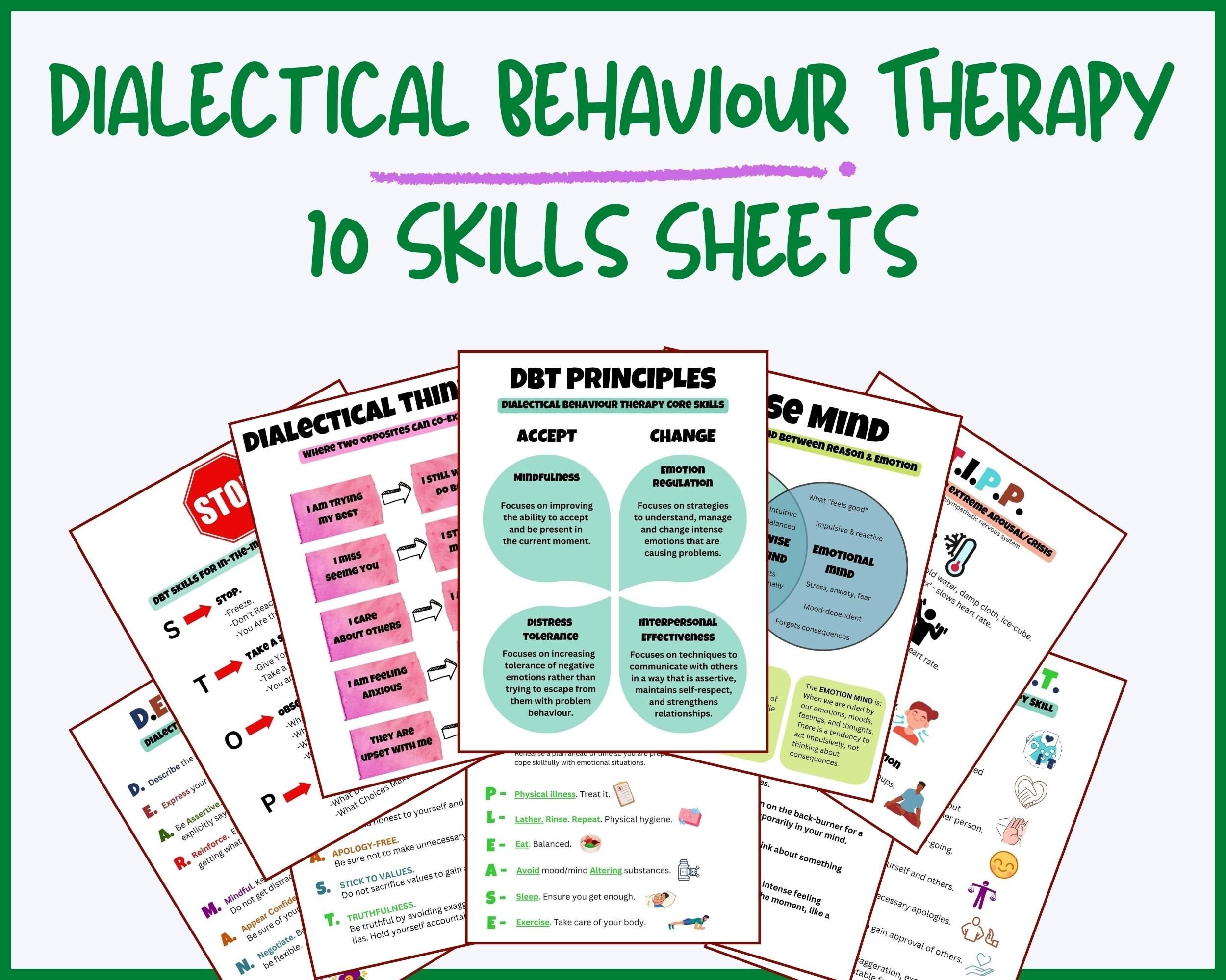 DBT Skills Sheets Dialectical Behaviour Therapy DBT Strategies Counseling Therapy Aid Etsy