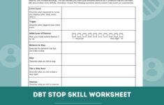 DBT STOP Skill Worksheet Editable Fillable PDF Template For Counselors Psychologists Social Workers Therapists Etsy