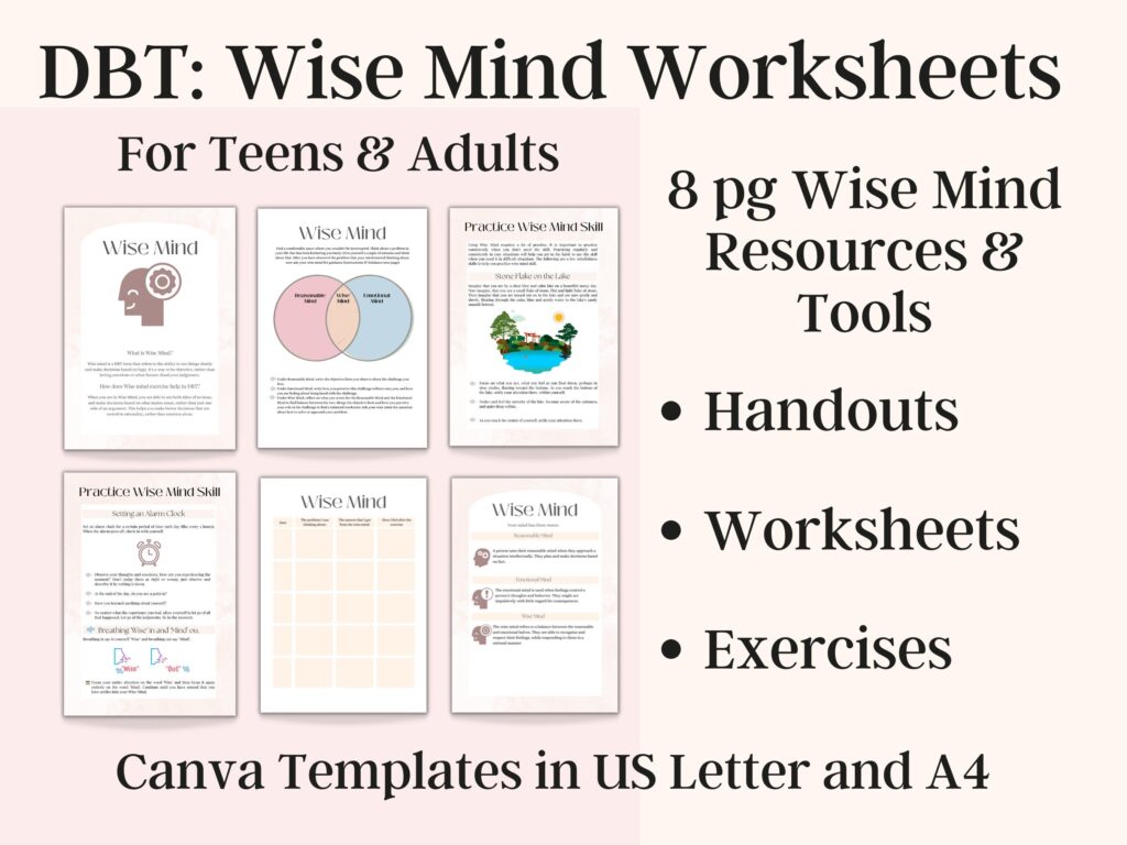 Dbt Wise Mind Worksheets Dbt Skills Therapy Worksheets Wise Mind