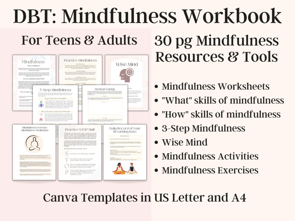 DBT Workbook DBT Skills Therapy Worksheets For Mindfulness Wise Mind ...