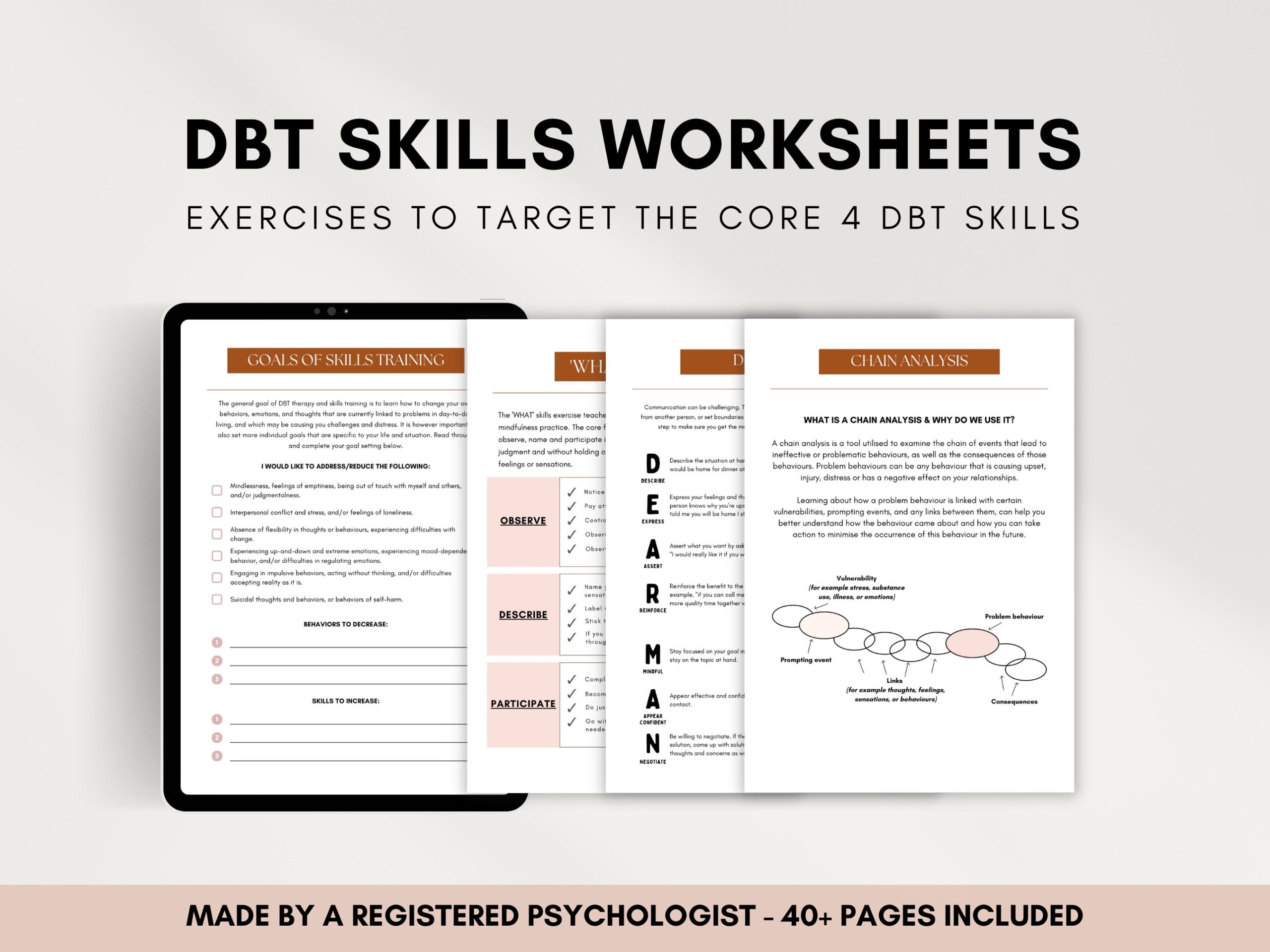 Dialectical Worksheets Therapist Resource Core DBT Skills Therapy Handouts Understanding Emotions For Adults Distress Tolerance Etsy