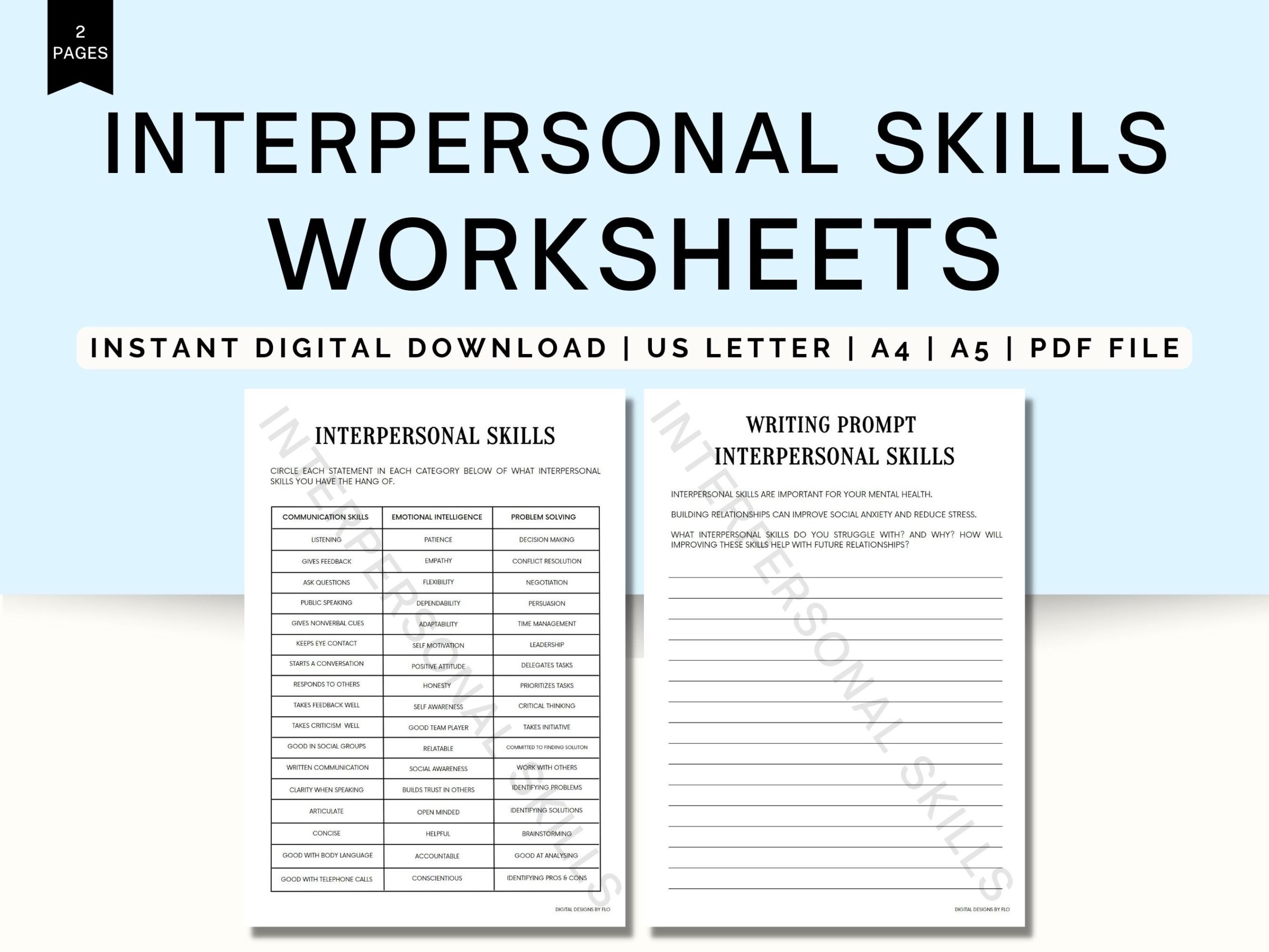 Printable Interpersonal Skills Worksheets Communication Journal CBT Therapy Mental Health DBT Interpersonal Effectiveness PDF Download Etsy