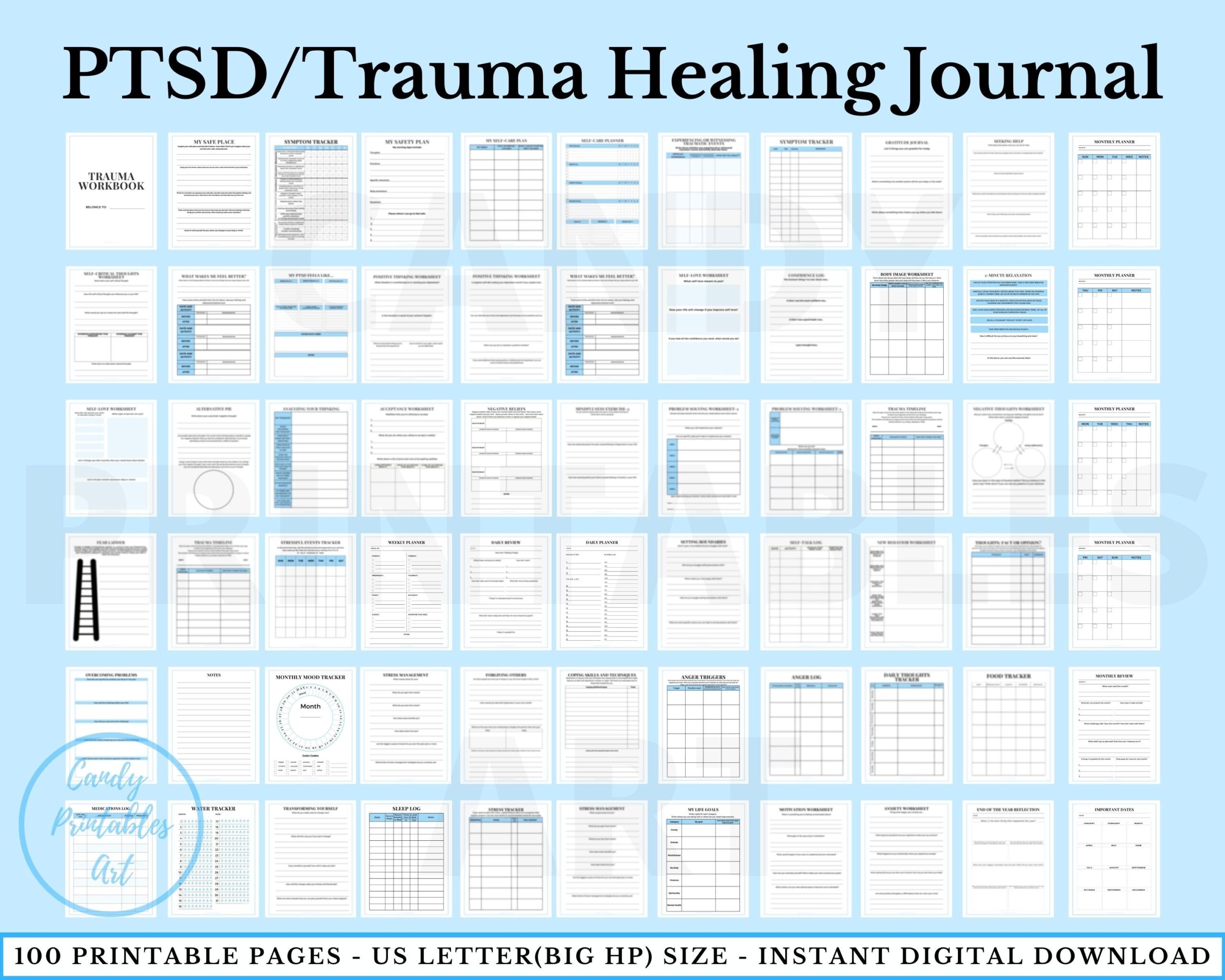 PTSD Worksheets Trauma Processing Journal Prompts Ptsd Planner Dbt CBT Worksheets For Adults Trauma Therapy Tools Template Symptom Tracker Etsy