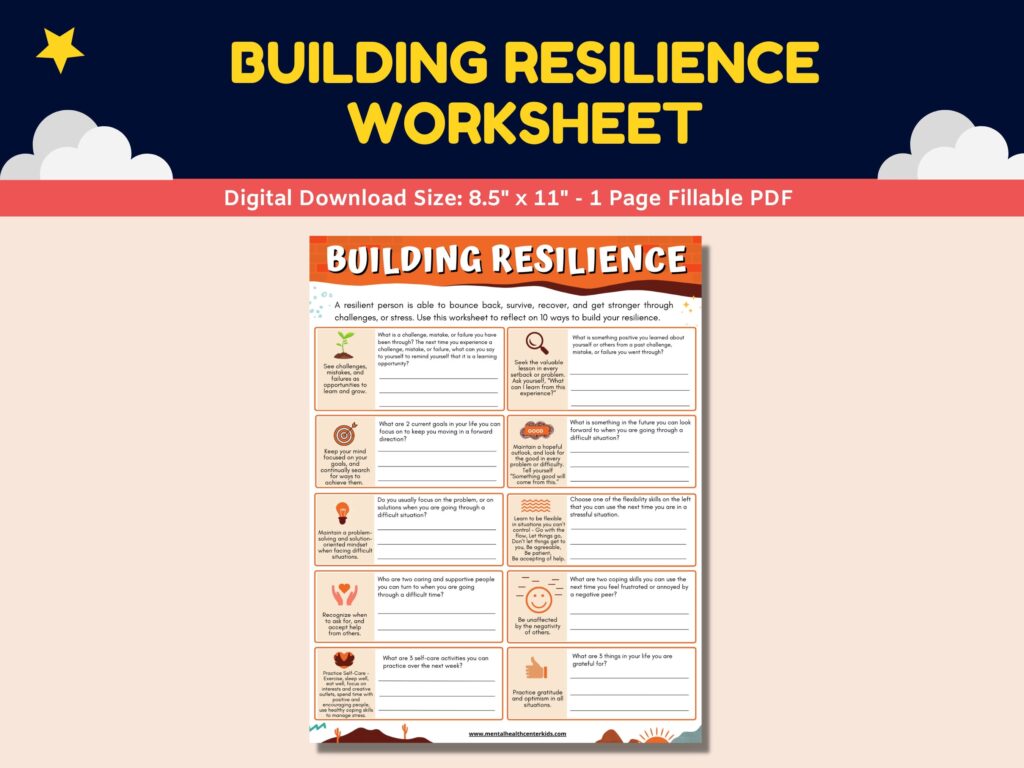 Resilience Worksheet Trauma Coping Skills Stress Management Ptsd ...