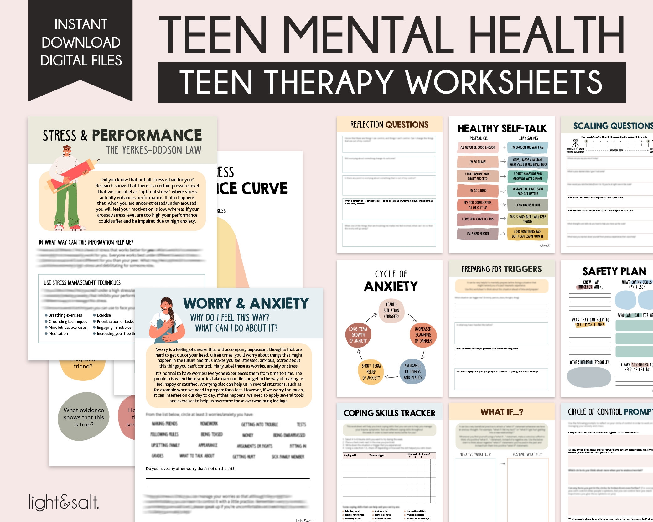 Teen Therapy Worksheets Teen Mental Health Teenager Coping Skills Anxiety Depression Self Esteem Adolescent Self Help DBT BPD EMDR Etsy