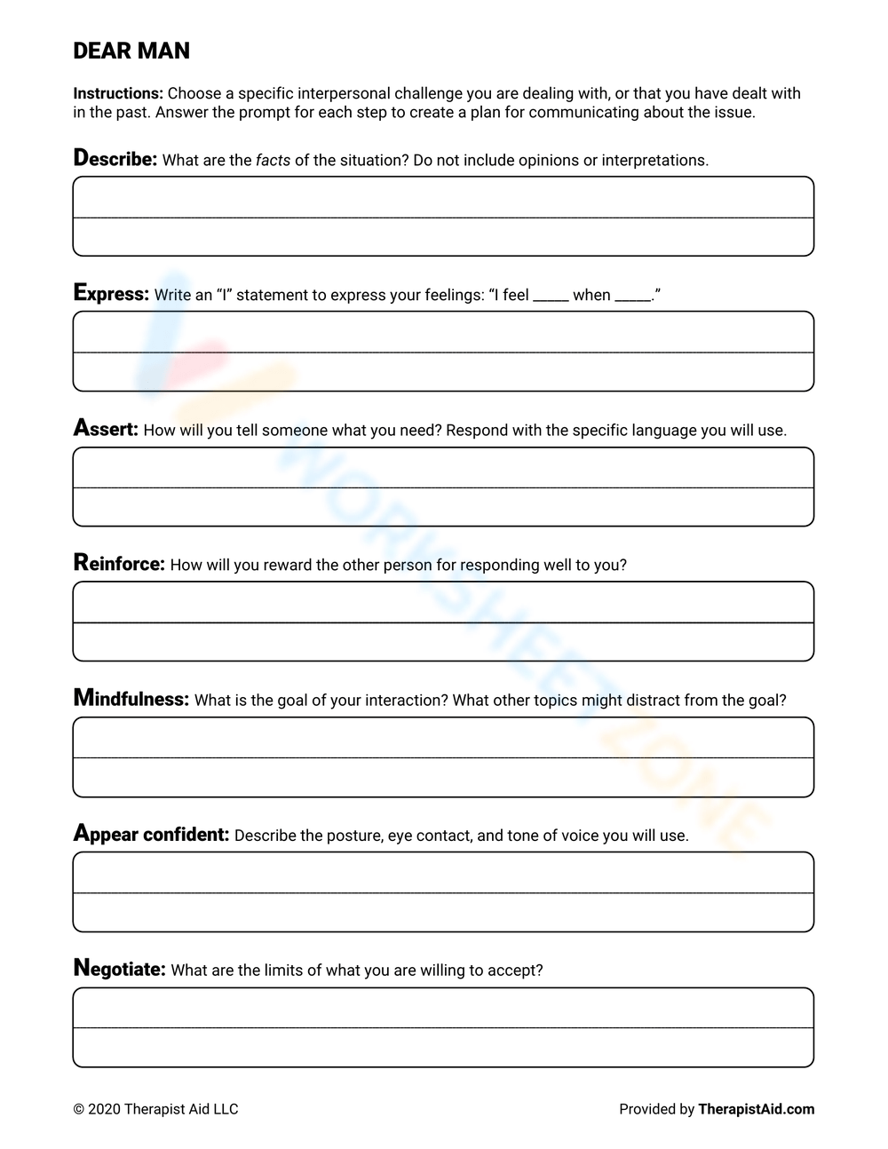 10 Free Collection Of Dear Man Worksheets For Students