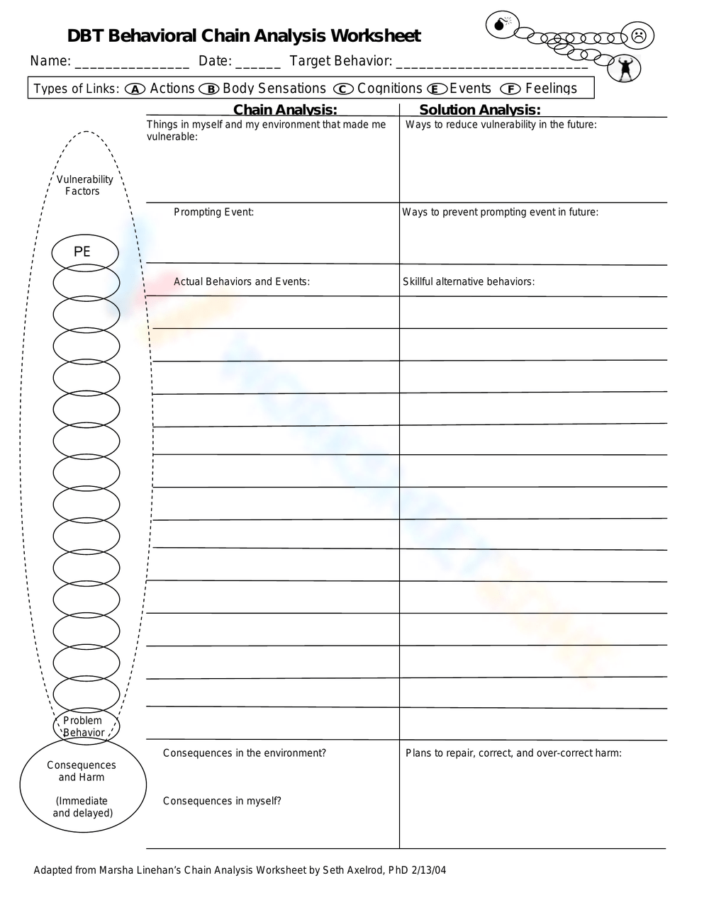 50 Free Printable DBT Chain Analysis Worksheets For Students