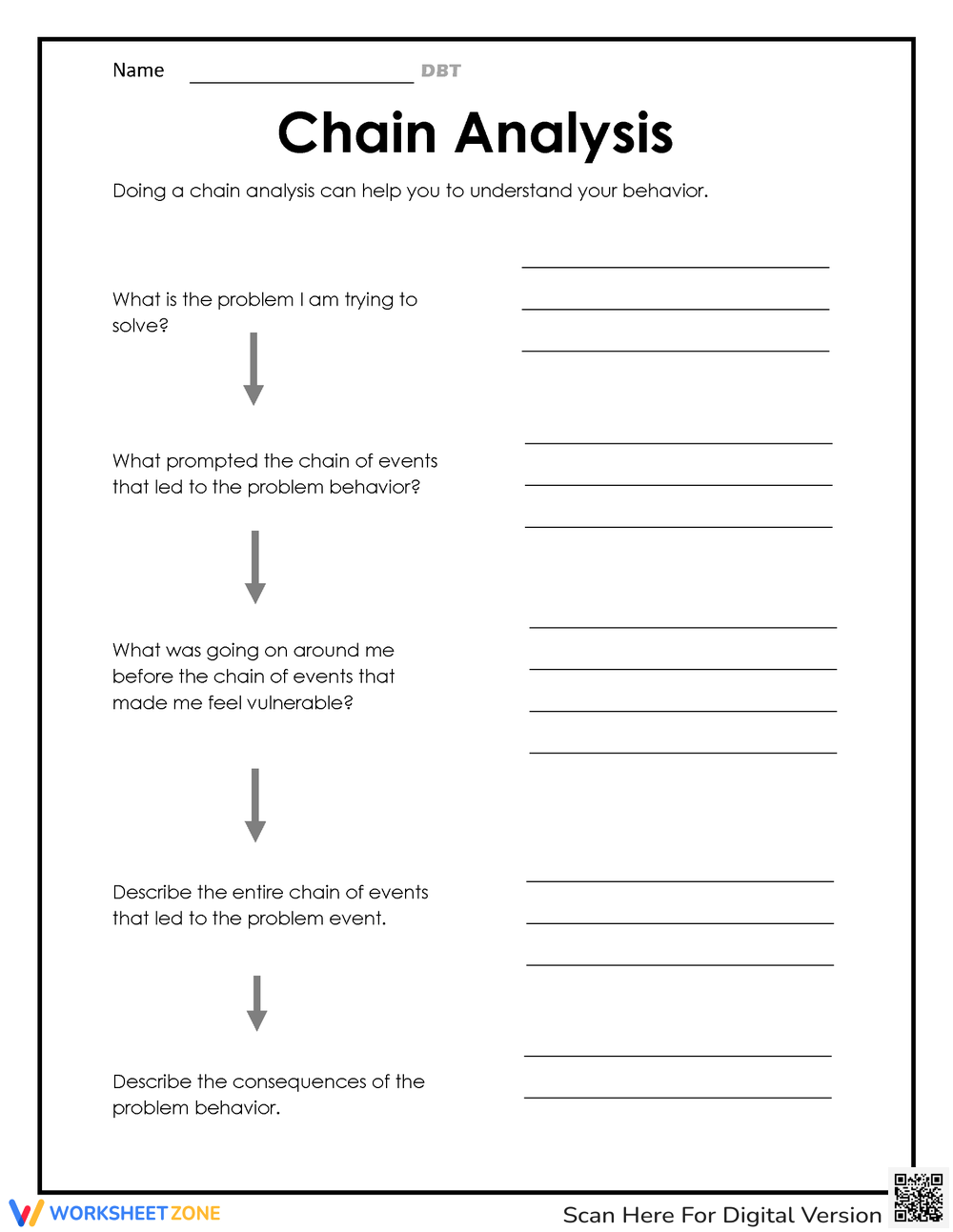 50 Free Printable DBT Chain Analysis Worksheets For Students