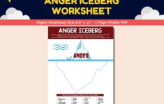 Anger Iceberg Fillable Worksheet Anger Management For Kids Teens Young Adults Manging Anger Issues Therapy Counseling Therapist Counselor Etsy