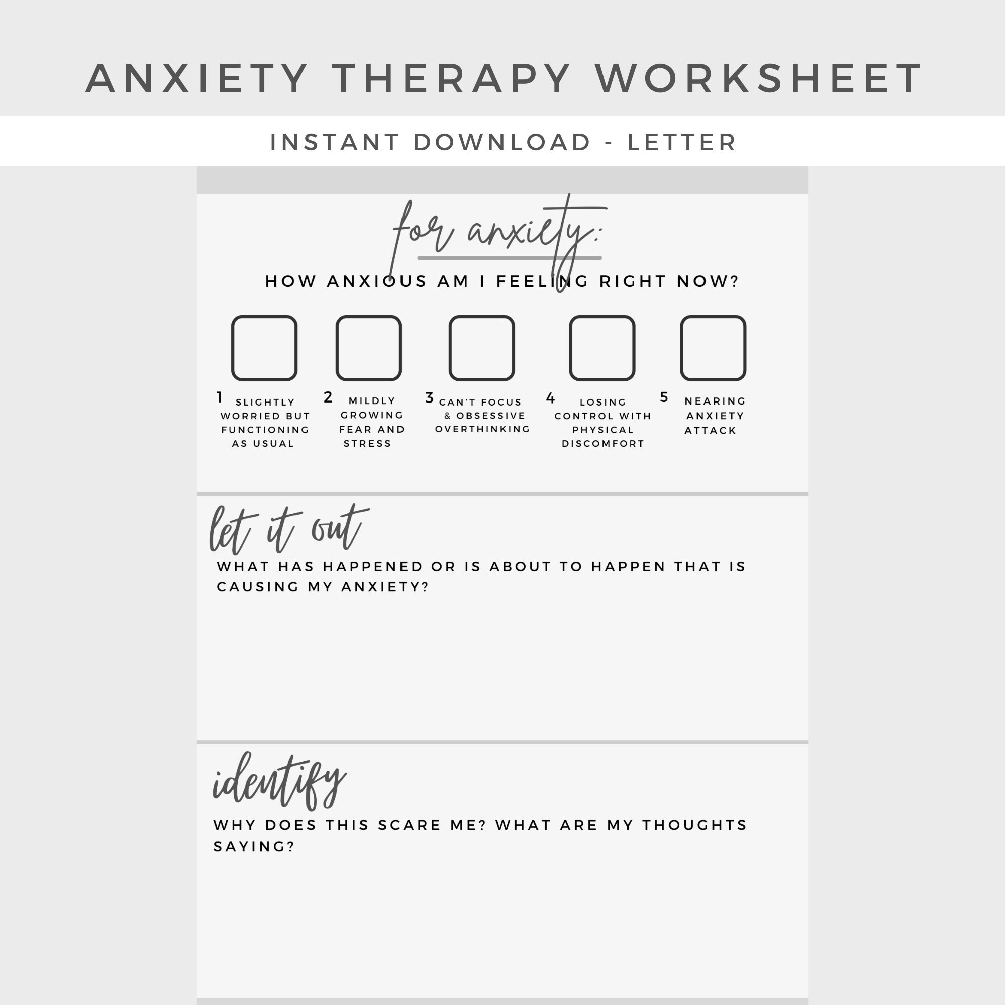 Anxiety Therapy Worksheet Mental Health Depression Anxiety Therapy Journal Home Management Counseling Binder Planner Printable Etsy