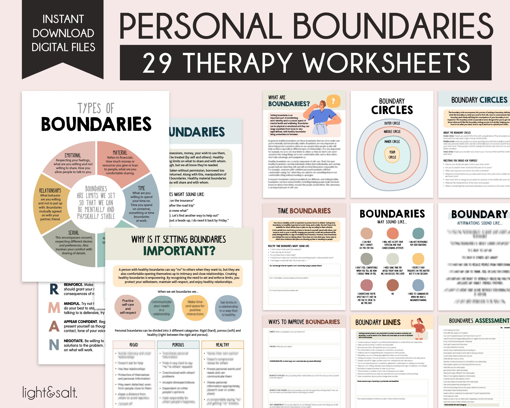 Boundaries Workbook Personal Boundaries Worksheets Setting Healthy Boundaries Self Help Self Love Journal DBT Bundle CBT Coping Skills Etsy