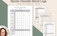 BPD Mood Logs Understanding Bipolar Disorder Worksheets Therapy Tools Printable Resource Digital Worksheet BPD Awareness DBT Tools Etsy