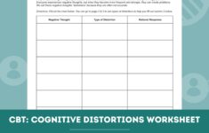 CBT Cognitive Distortions Worksheet Editable Fillable PDF For Counselors Psychologists Psychiatrists Therapists Etsy